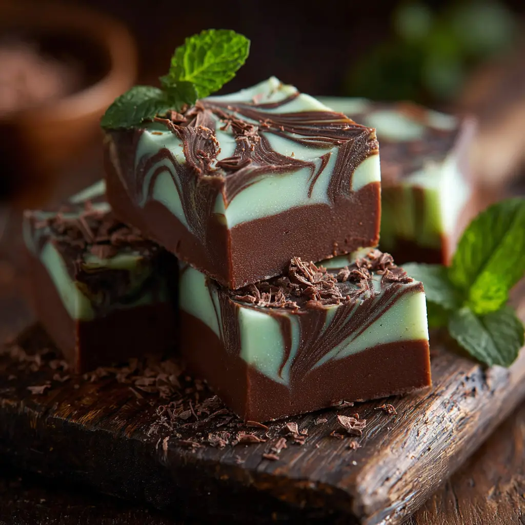 A piece of Andes mint fudge on a fork, showing the creamy texture and rich chocolate. A delicious variation of the core recipe.