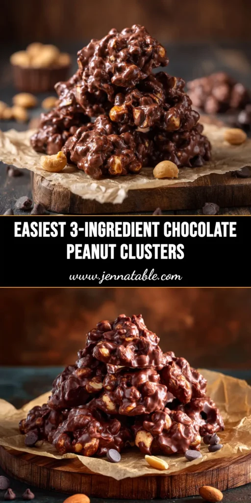 A delectable stack of homemade chocolate peanut clusters on a white plate. This easy no-bake recipe is the perfect sweet and salty treat for any occasion.