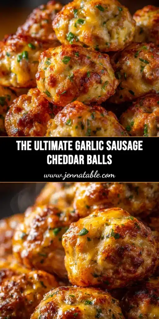 Garlic Sausage Cheddar Balls Recipe: The Ultimate Appetizer 3 A platter of golden brown baked garlic sausage cheddar balls, ready to be served as an appetizer. The perfect Garlic Sausage Cheddar Balls Recipe.