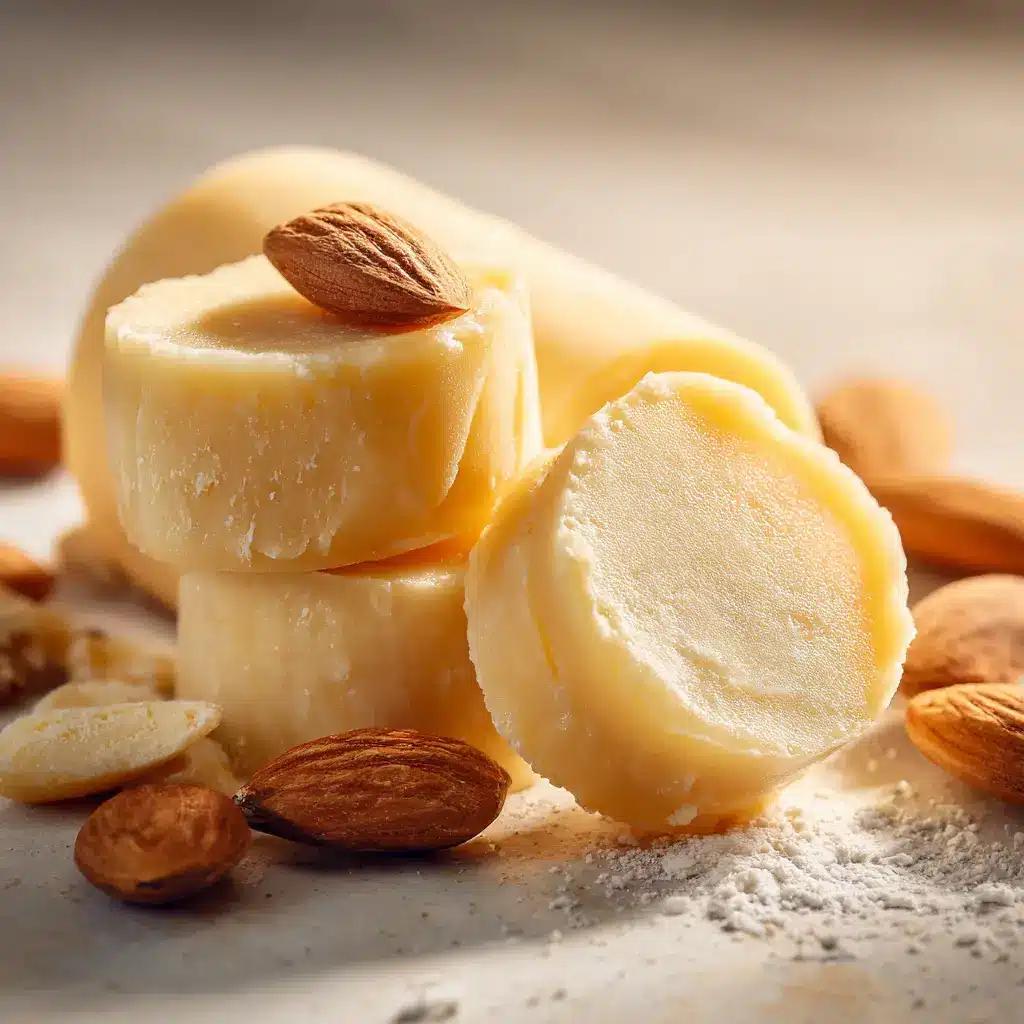 The ingredients for the homemade marzipan recipe being combined to form a pliable dough.