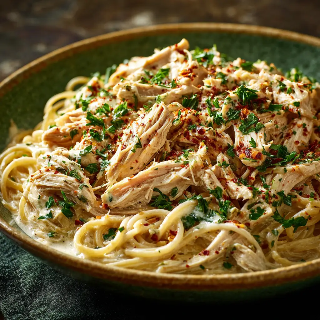 Step-by-step preparation of the Angel Chicken Recipe, showing the sauce being mixed in a skillet.