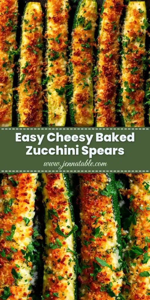 Baked Zucchini Recipes: The Ultimate Crispy Guide 3 A shareable pin image featuring crispy baked zucchini recipes. Slices of golden-brown parmesan zucchini are shown on a baking sheet with text overlay.