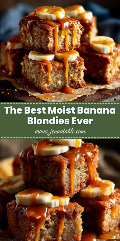 An overhead shot of a freshly baked slab of banana blondies studded with chocolate chips, cut into squares. The perfect easy banana blondies recipe.