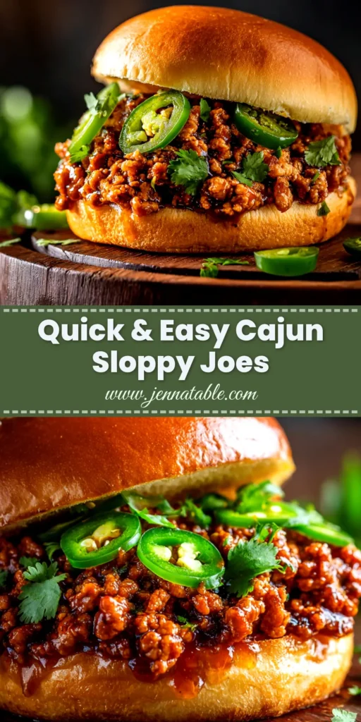 An overhead shot of a delicious Cajun Chicken Sloppy Joe served on a toasted brioche bun, showcasing the rich and savory chicken mixture.