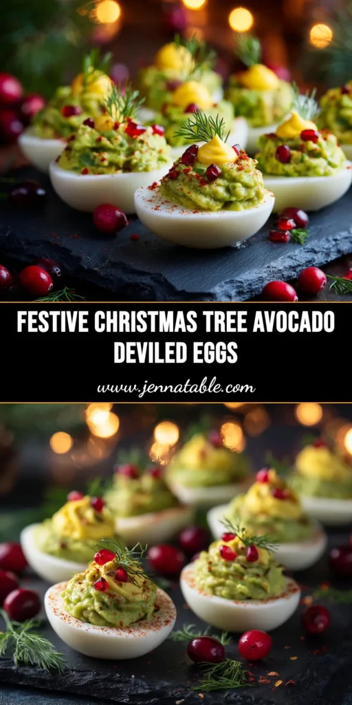 A platter of festive Christmas Tree Deviled Eggs, shaped like trees with pretzel trunks and red pepper stars. The perfect holiday party appetizer.