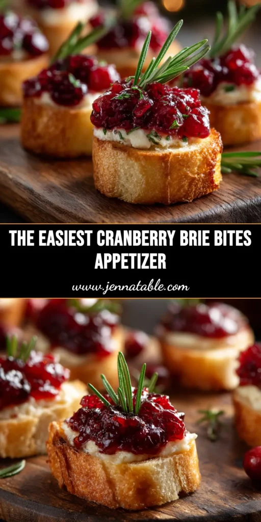 A platter of golden-brown Cranberry Brie Bites, showcasing the flaky puff pastry, melted brie, and vibrant cranberry topping. The perfect easy holiday appetizer.