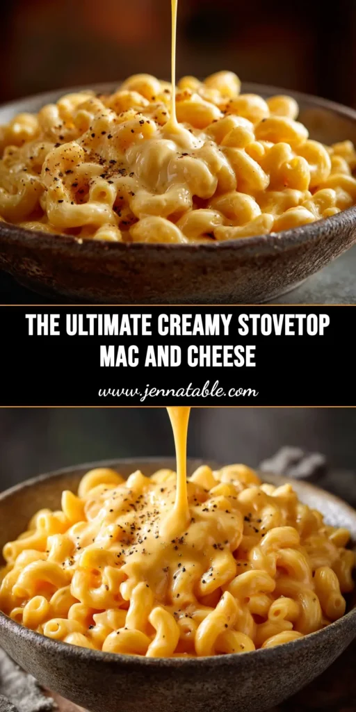 A large white bowl filled with creamy stovetop mac and cheese, garnished with fresh parsley. The perfect easy and cheesy dinner recipe.