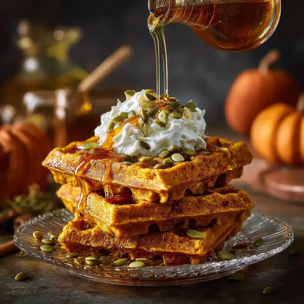 A close-up shot of a single, perfectly cooked homemade pumpkin waffle, highlighting its crispy texture and deep pockets.