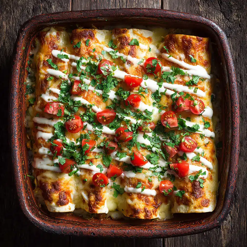 A single serving of a healthy zucchini enchilada on a plate, garnished with fresh cilantro and a side of sour cream.