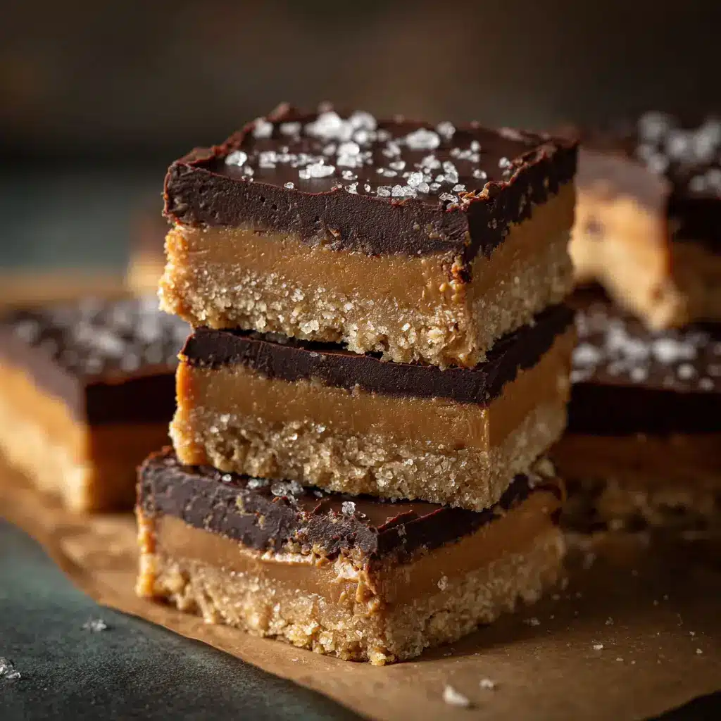 A beautiful stack of homemade buckeye bars, showcasing the creamy peanut butter filling and the glossy chocolate top layer.