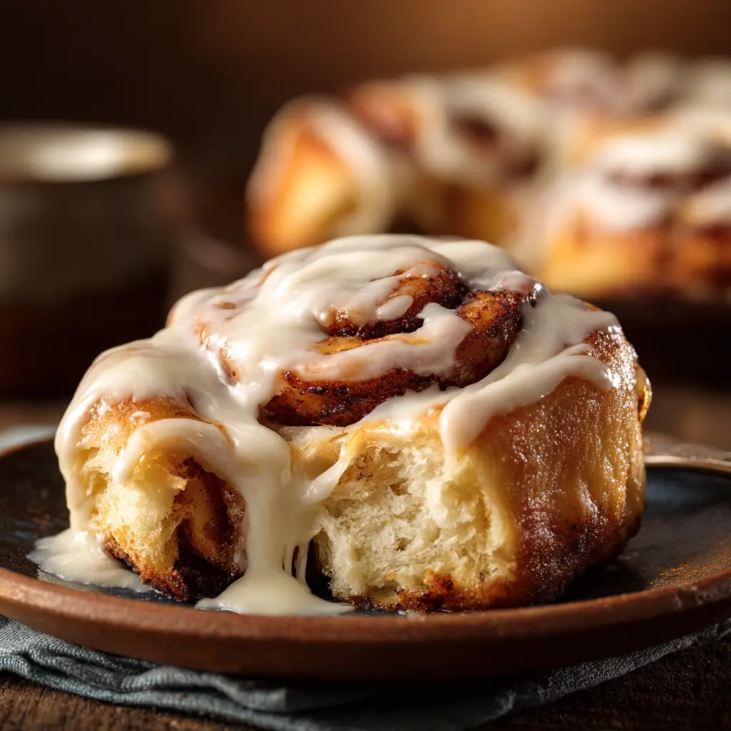 A shot of the cinnamon roll dough being rolled out with the cinnamon-sugar filling spread across it, illustrating a key step in the recipe.