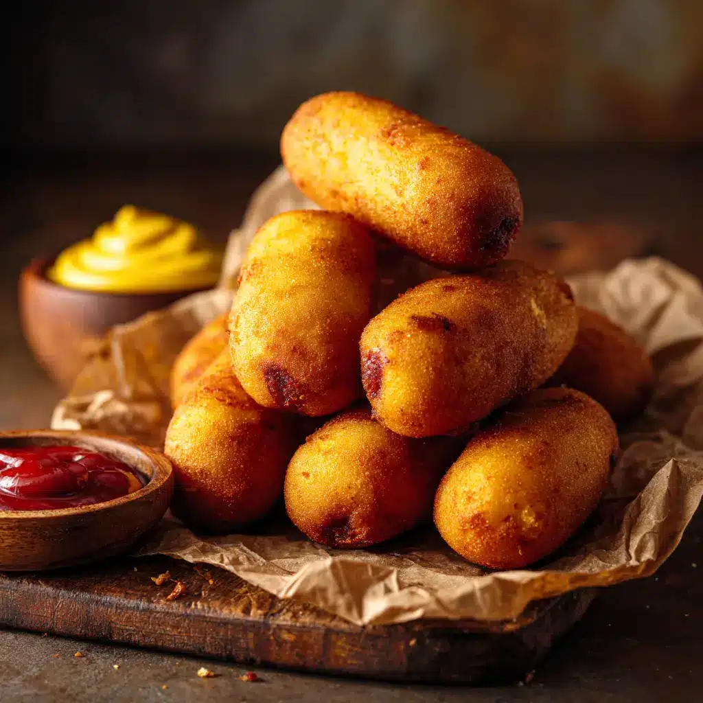 Mini Corn Dogs: The Ultimate Guide to a Fun, Homemade Snack 1 A mini hot dog being dipped into a tall glass of smooth cornbread batter before being cooked.