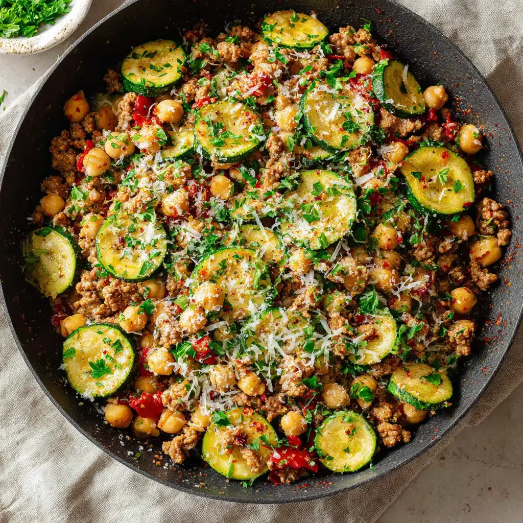 A serving of the one-pan ground turkey skillet on a plate, showcasing a delicious and easy weeknight dinner.