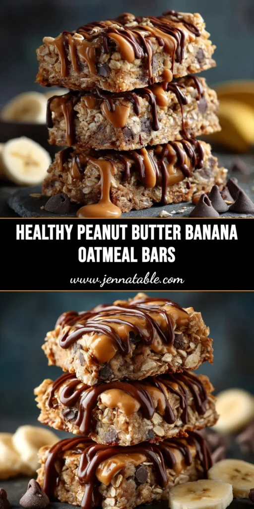 A stack of delicious Peanut Butter Banana Oatmeal Bars on a plate, with one bar broken in half to show the chewy texture inside. The perfect healthy breakfast idea.
