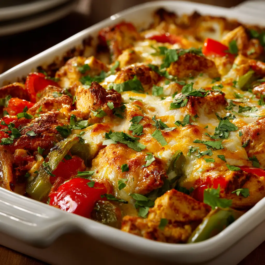 A scoop of the low-carb Mexican casserole on a spatula, being lifted from the baking dish, showing a cheesy pull.