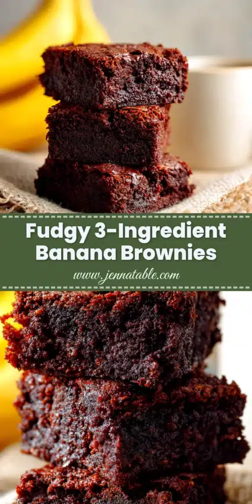 3 Ingredient Banana Brownies: The Easiest Fudgy Treat 3 A close-up shot of fudgy 3 ingredient banana brownies stacked on a plate, showcasing their rich, dense texture.