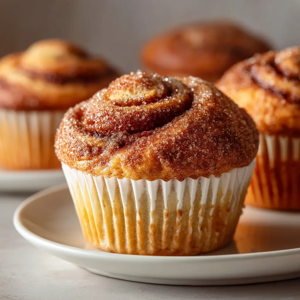 Cinnamon Roll Protein Muffins (The BEST Healthy Recipe!) 1 A batch of freshly baked cinnamon roll muffins cooling on a wire rack before the protein cream cheese glaze is added.