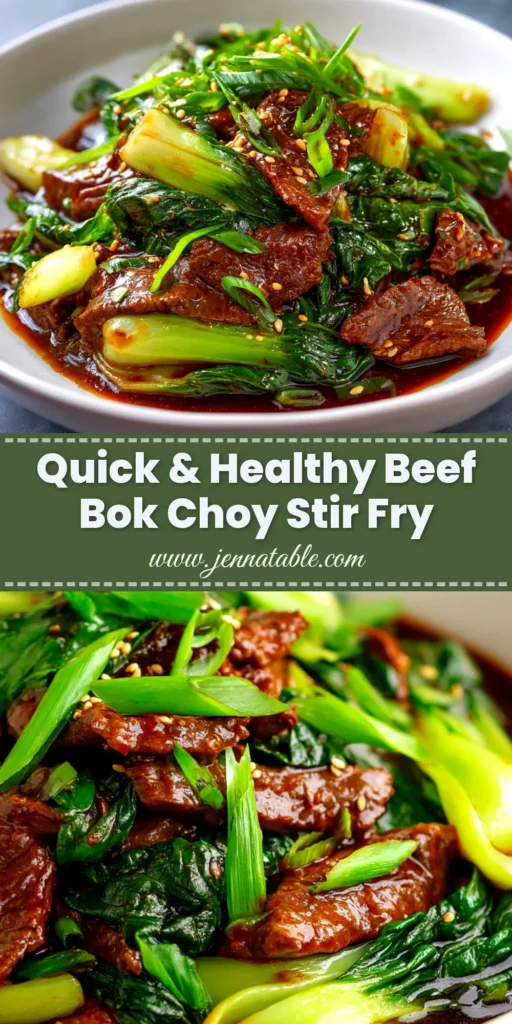 A delicious and easy Beef and Bok Choy Stir Fry in a white bowl with chopsticks, ready to be served over rice. The perfect 30-minute weeknight meal.