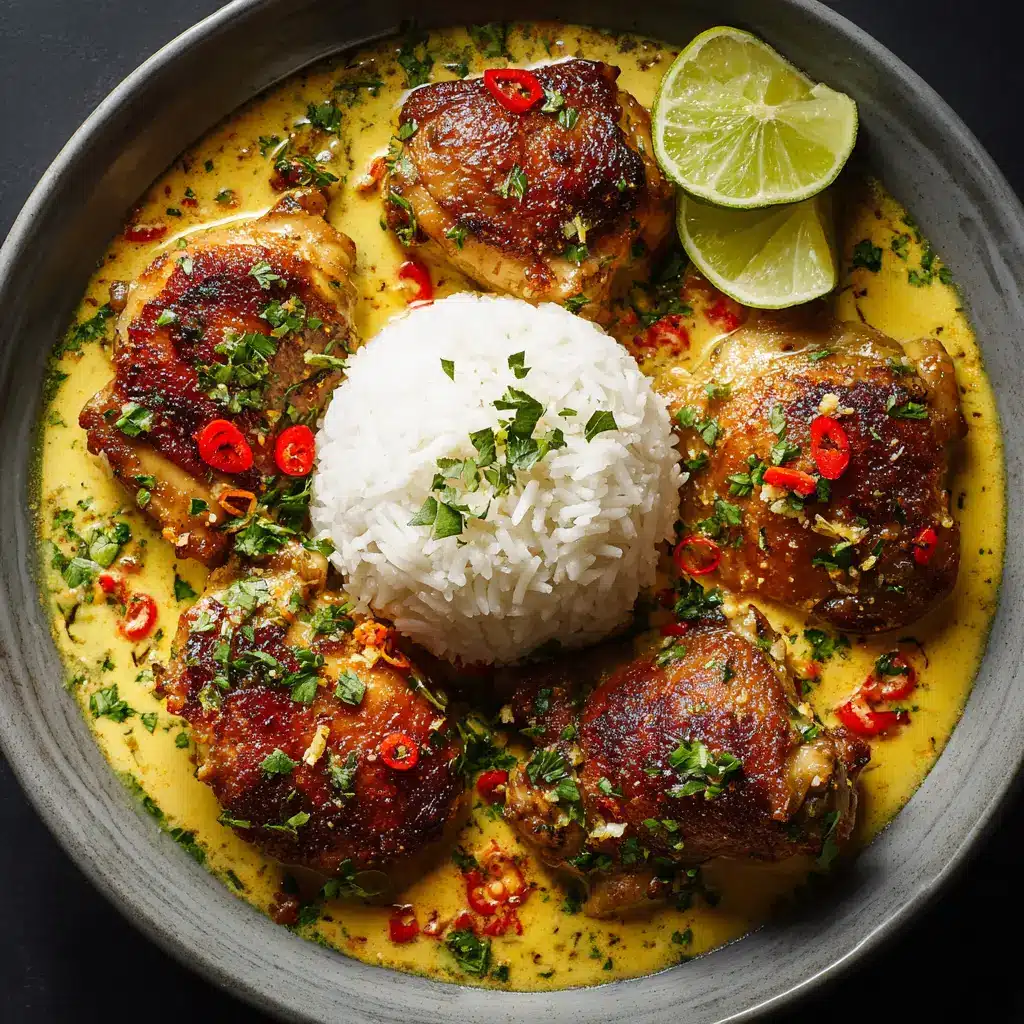 Brazilian Coconut Chicken: An Authentic Moqueca de Galinha 1 A spoonful of Brazilian chicken moqueca being lifted from a rustic bowl, showing the texture of the sauce and chicken.