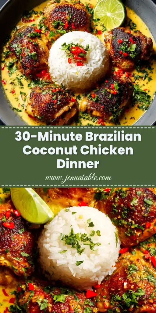 Brazilian Coconut Chicken: An Authentic Moqueca de Galinha 3 A delicious and creamy bowl of Brazilian Coconut Chicken (Moqueca de Galinha), garnished with fresh cilantro. An easy and authentic recipe for a comforting weeknight meal. | Jenna_Table