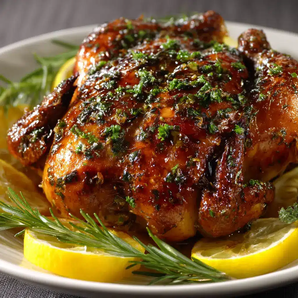 A Roasted Cornish Hen being carved, revealing the juicy and tender meat inside, ready to be served.