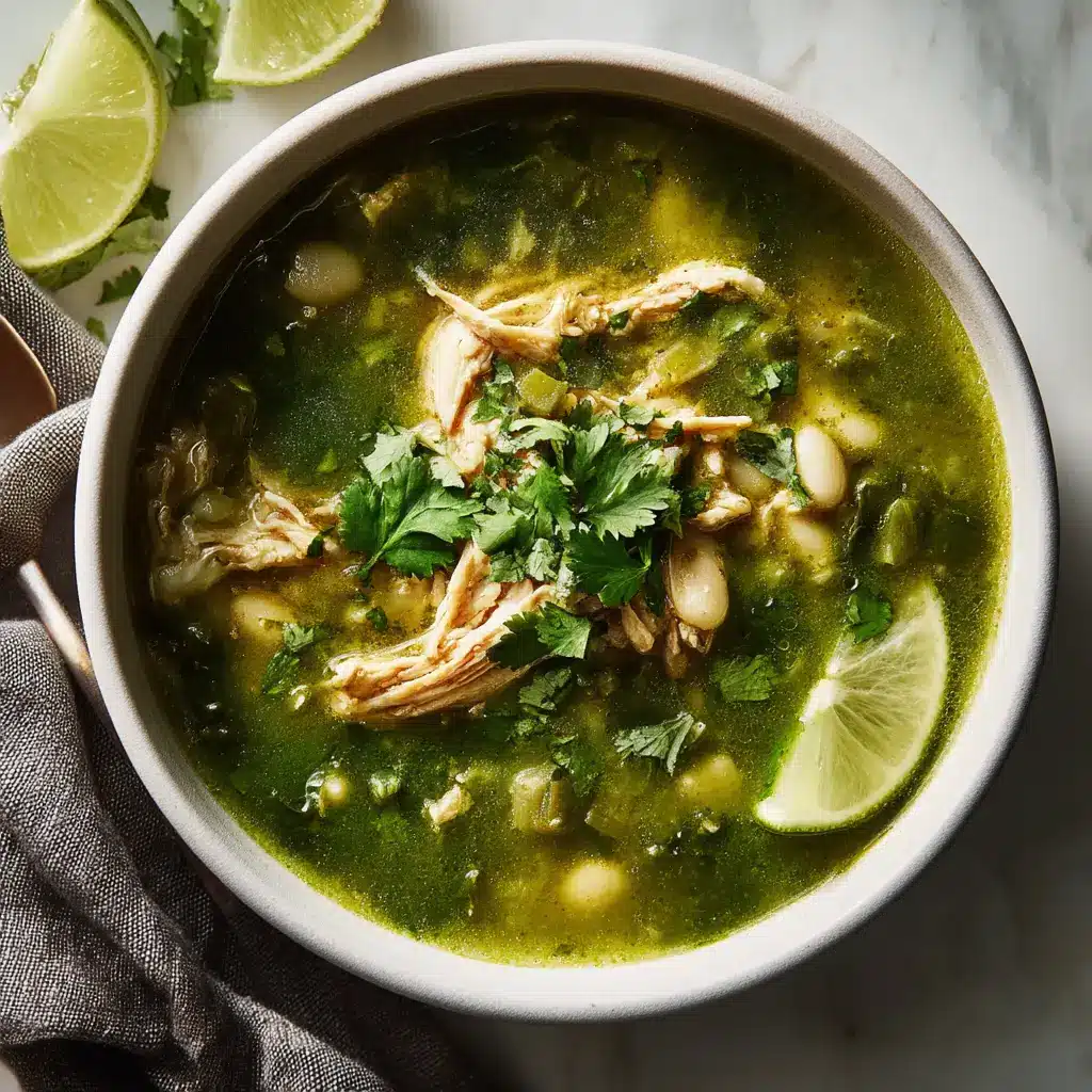 Chicken Posole Verde: A Flavorful, Easy Recipe 1 A side view of a steaming bowl of homemade chicken posole verde, surrounded by an array of fresh toppings like avocado, cabbage, and lime wedges.
