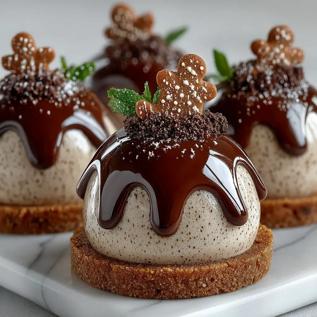 A close-up shot of the creamy texture of the no-bake gingerbread mousse, showing its light and airy consistency.