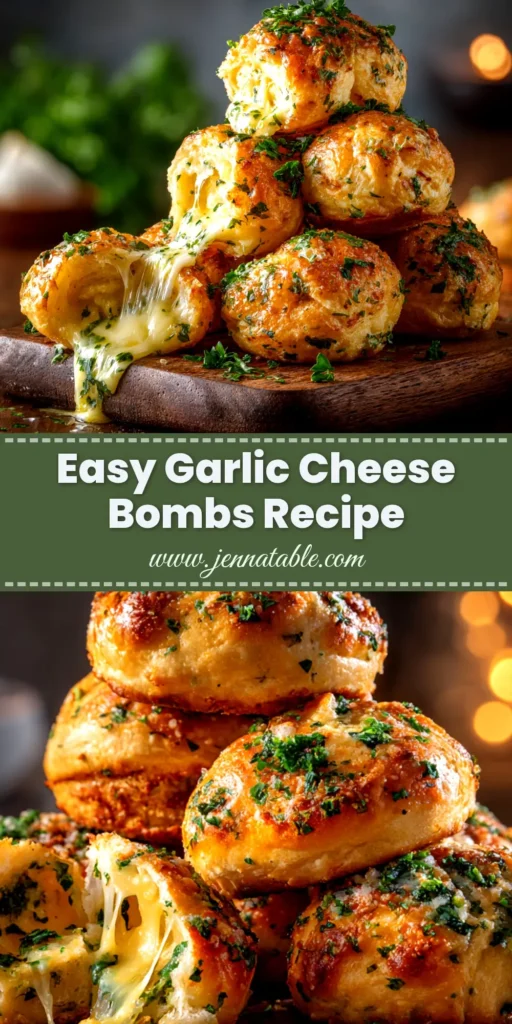 A close-up shot of golden brown Garlic Cheese Bombs arranged in a cast-iron skillet, topped with fresh parsley and Parmesan cheese.