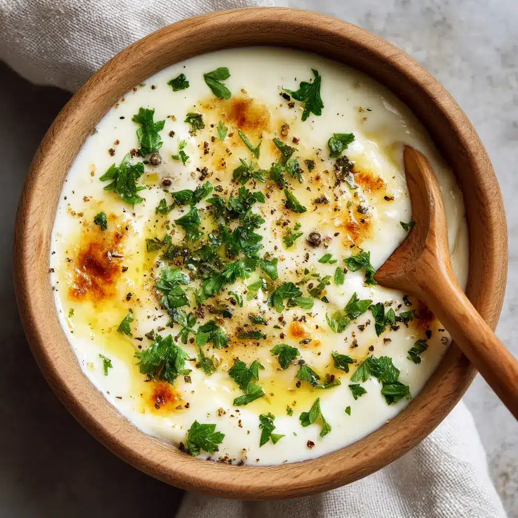 Garlic Sauce for Pizza (That's Better Than Takeout!) 1 A bowl of finished garlic pizza sauce garnished with fresh parsley, highlighting the simple ingredients.