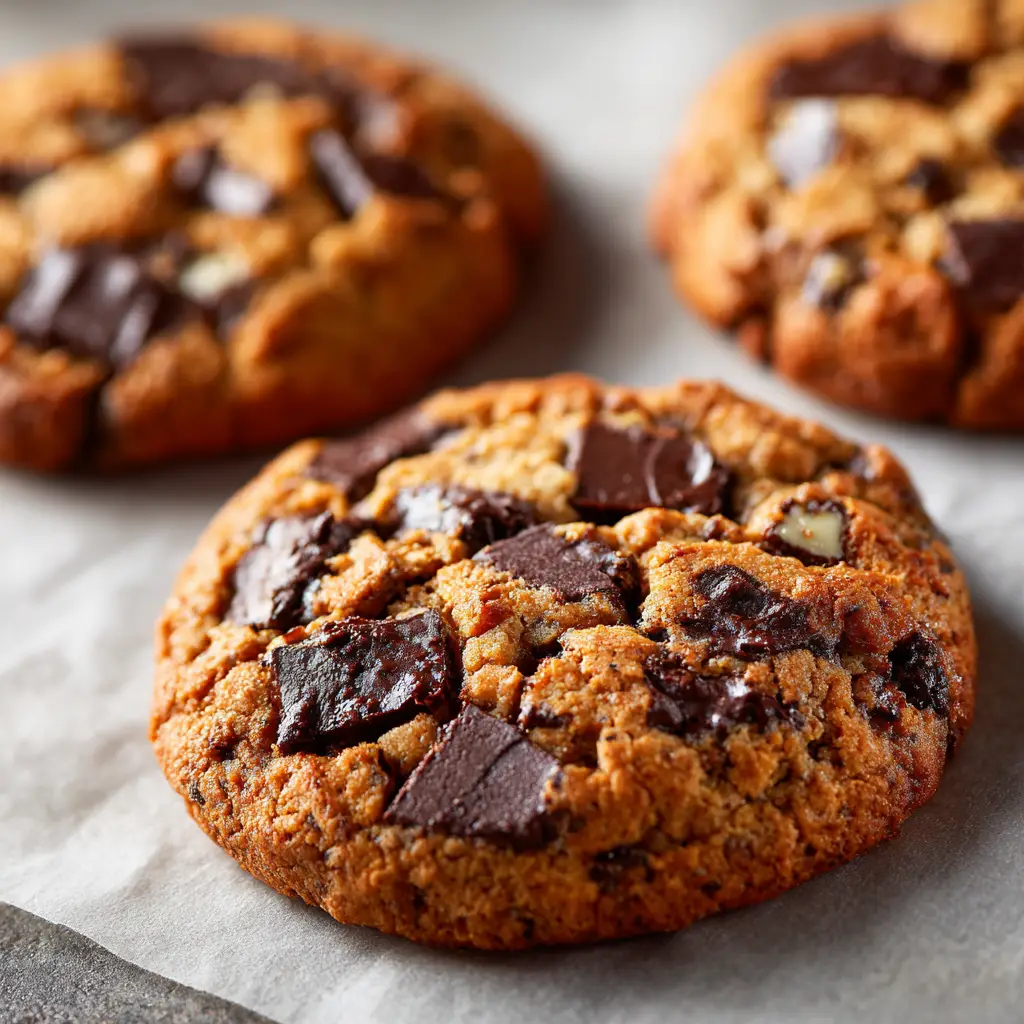 Bakery-Style Chocolate Chip Cookies: The Ultimate Recipe 1 A single bakery-style chocolate chip cookie broken in half to reveal a gooey, melted chocolate center.