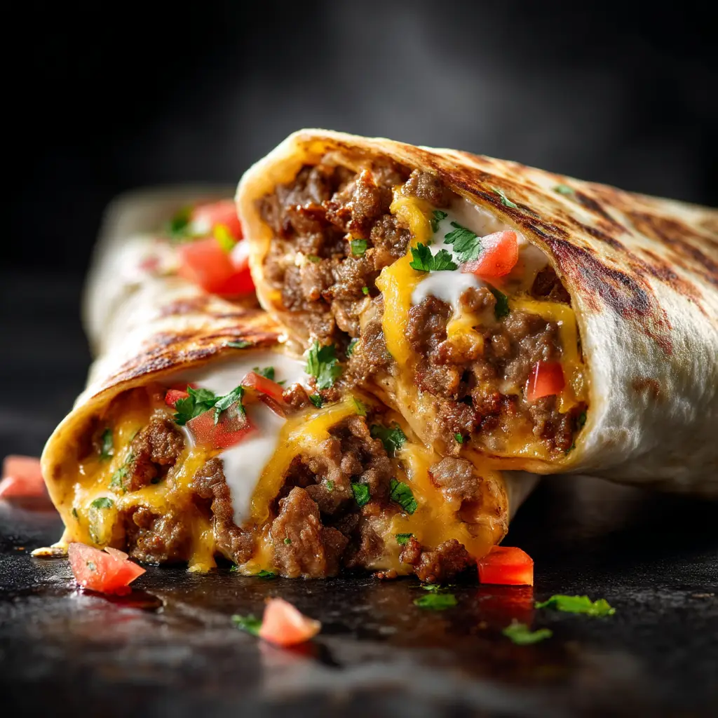 A perfectly grilled stuffed burrito, golden brown and ready to eat, highlighting the final step of the recipe.