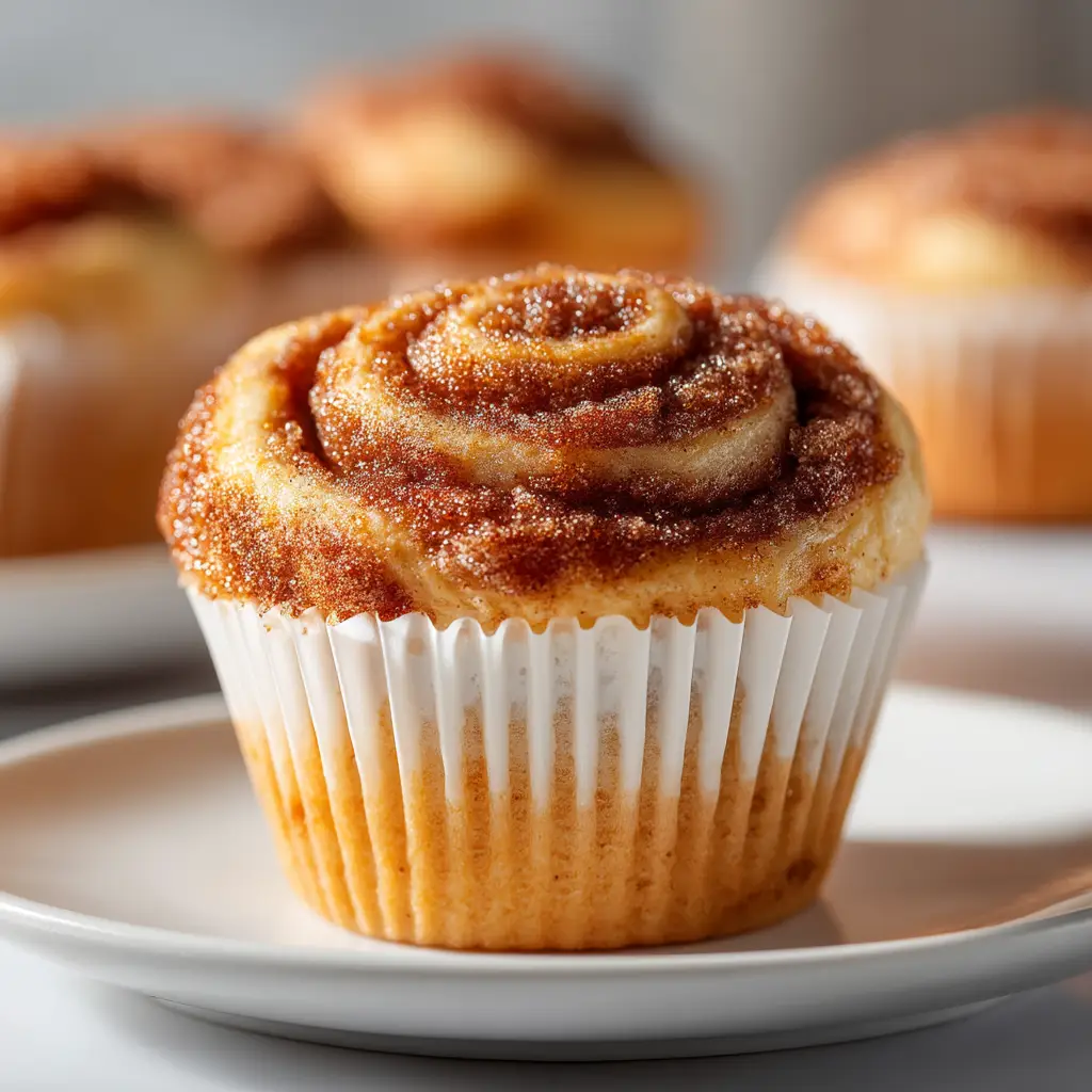 An extreme close-up of a healthy protein muffin, showing the fluffy texture and the rich cinnamon swirl filling inside.