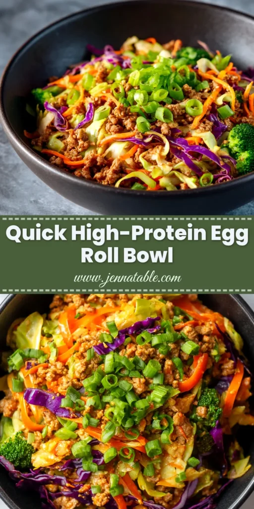 A delicious and easy High Protein Egg Roll in a Bowl recipe. This low-carb, deconstructed egg roll is perfect for a healthy 25-minute meal.