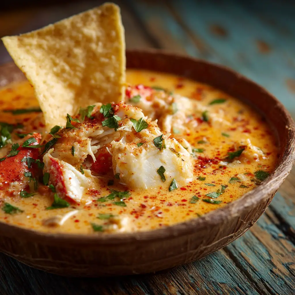 Crab Stew Recipe (That's Rich, Creamy, and Easy!) 1 A spoonful of the homemade crab stew being lifted from a bowl, showcasing the thick and hearty consistency of the dish.