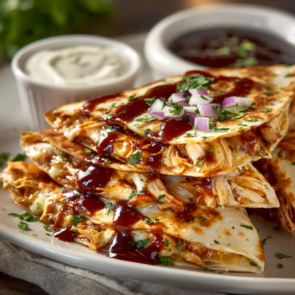 The ingredients for the hot honey BBQ sauce and chicken filling arranged neatly on a countertop before being mixed.