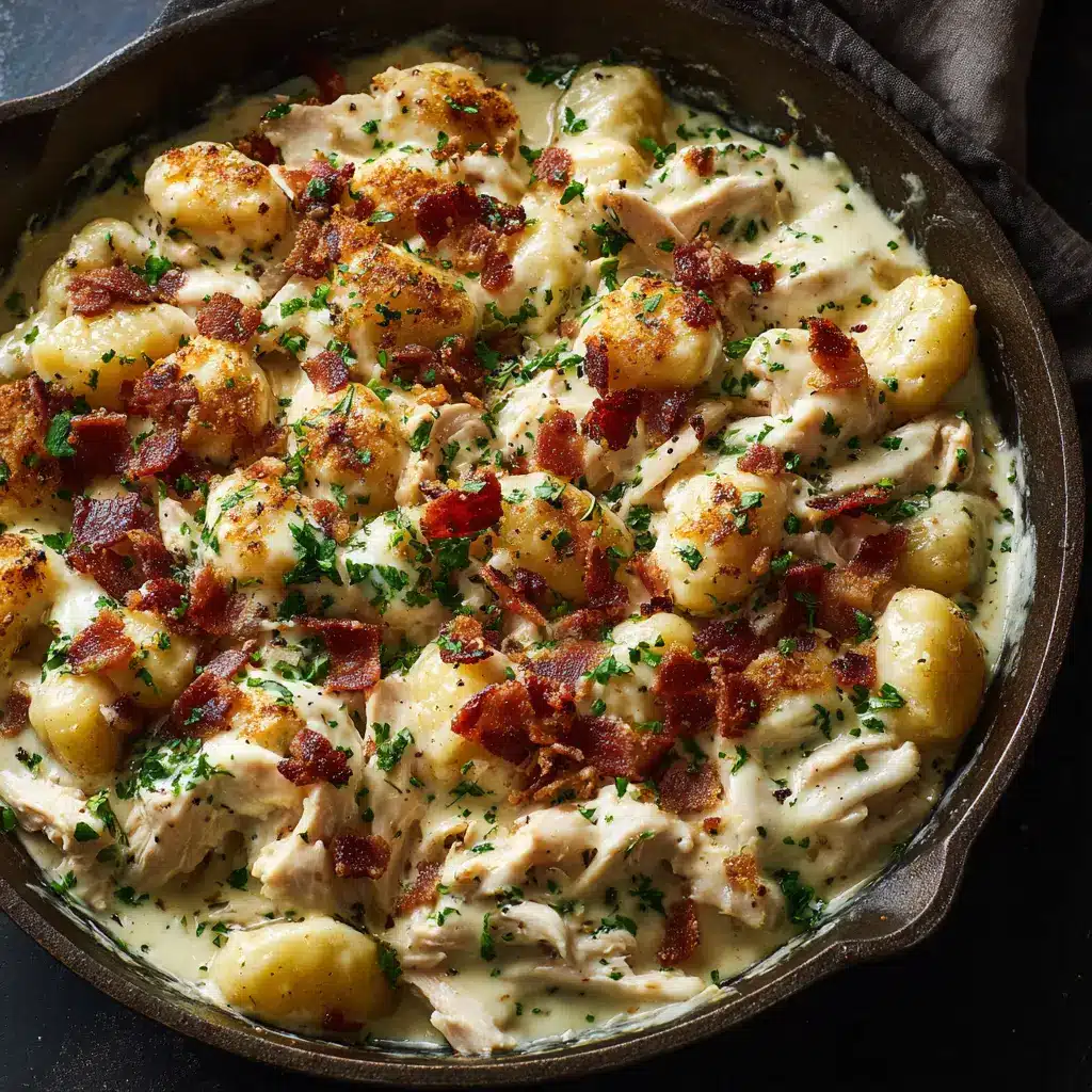 A step-by-step image showing the gnocchi being pan-seared to a perfect golden brown before the creamy sauce is added.