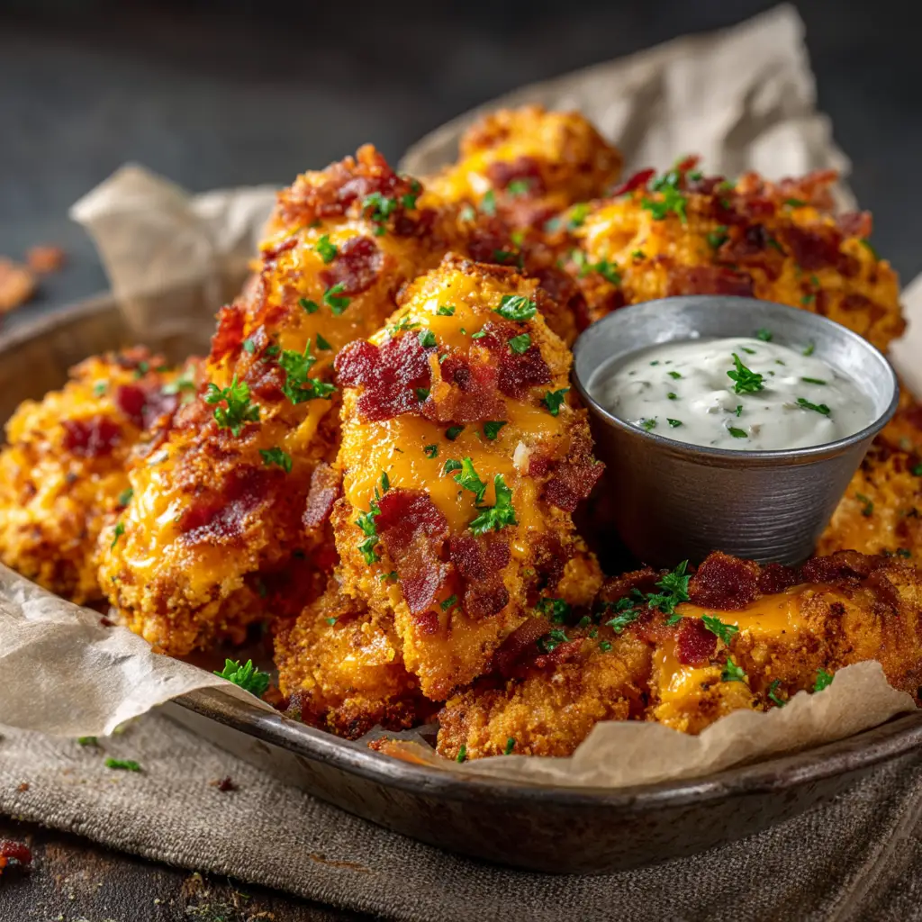 A batch of Keto Crack Chicken Tenders being prepared on a baking sheet before going into the oven.