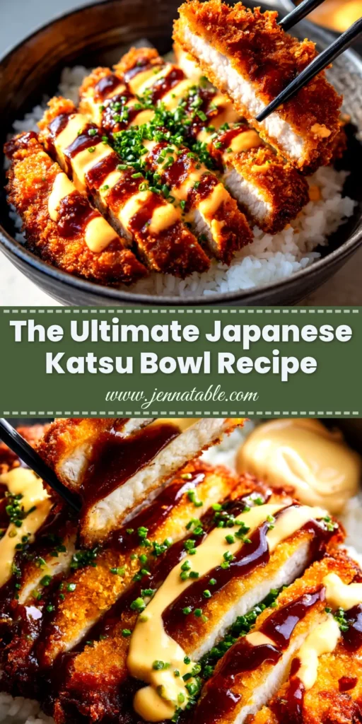 A delicious Japanese Katsu Bowl (Katsudon) in a traditional bowl, featuring a crispy pork cutlet over rice with egg and onions, ready to be eaten.
