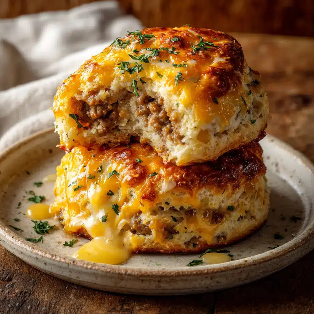 The simple batter for butter swim biscuits being poured into a pan of melted butter before baking.