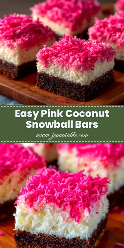 Pink Coconut Snowball Cake Bars: The Easiest No-Bake Treat 4 A stack of delicious Pink Coconut Snowball Cake Bars, showing the fluffy marshmallow interior and the vibrant pink coconut exterior on a clean, bright background.