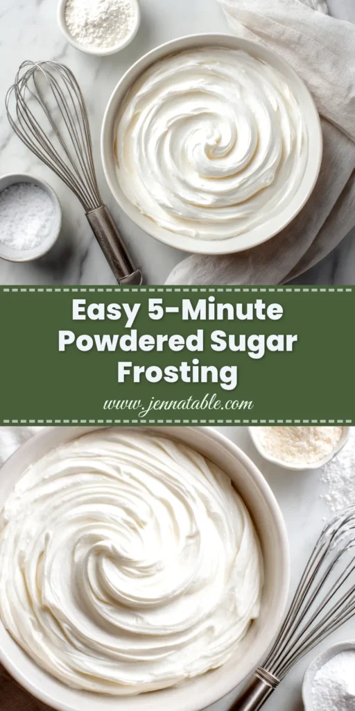 A bowl of creamy, white powdered sugar frosting being whipped with an electric mixer, ready to be spread on desserts.