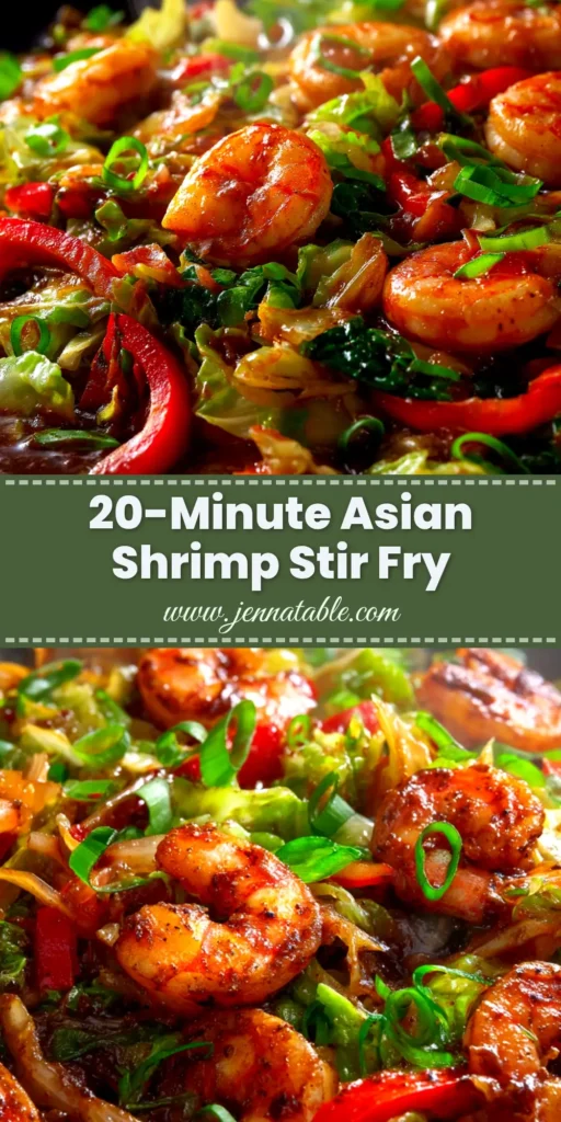 A top-down view of a white bowl filled with Shrimp and Cabbage Stir Fry, garnished with fresh green onions. The perfect quick and healthy weeknight dinner.