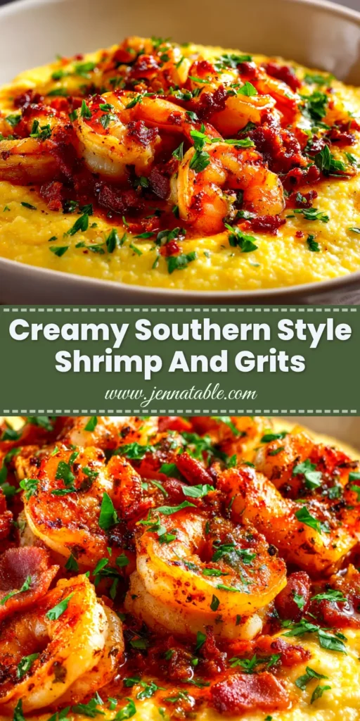Shrimp and Grits Recipe: The Ultimate Southern Classic 4 A beautiful bowl of the best Southern Shrimp and Grits Recipe, featuring creamy, cheesy grits topped with savory shrimp and bacon.