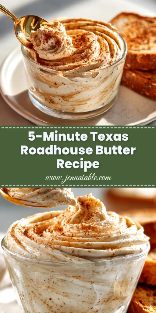A bowl of homemade Texas Roadhouse cinnamon honey butter next to a basket of warm dinner rolls, ready to be spread.
