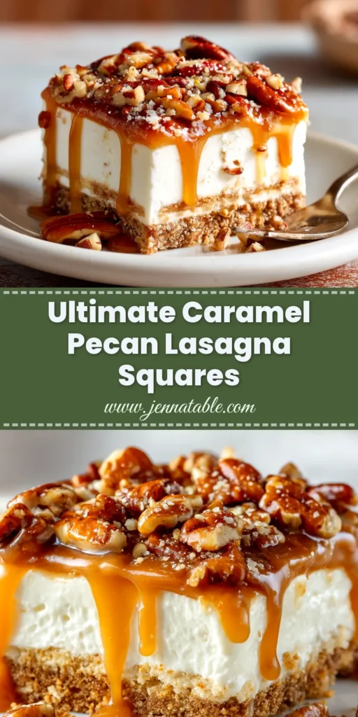 Caramel Pecan Lasagna: The Ultimate Layered Dessert 4 A top-down view of a 9x13 inch pan of Caramel Pecan Lasagna, showing the beautiful layers and generous topping of caramel and pecans.