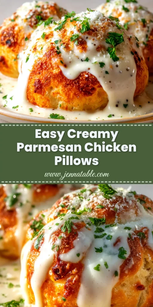 An overhead shot of the finished Chicken Pillows Recipe, showing multiple golden-brown pillows on a serving platter, ready to be eaten.