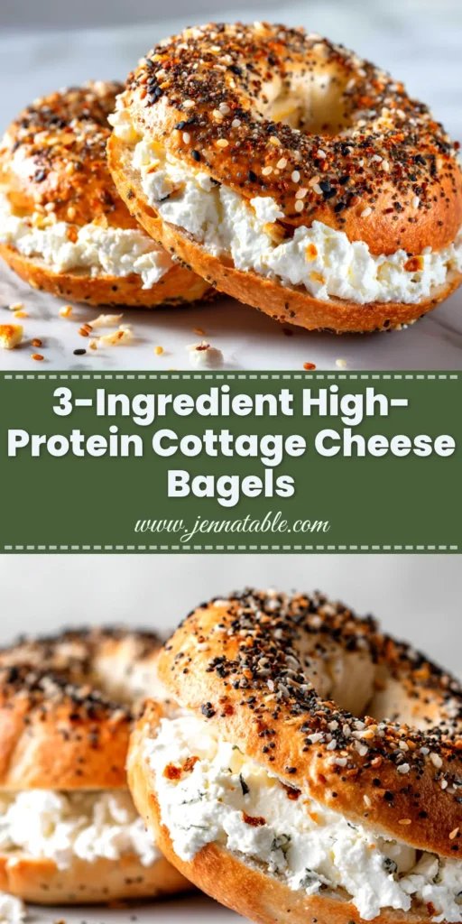 A stack of homemade High-Protein Cottage Cheese Bagels with everything bagel seasoning on a wooden board.