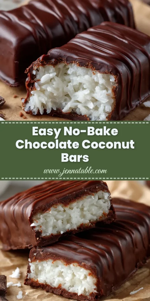 An overhead shot of several homemade chocolate coconut bars on brown parchment paper, with a few garnished with coconut flakes. (Homemade Chocolate Coconut Bars)