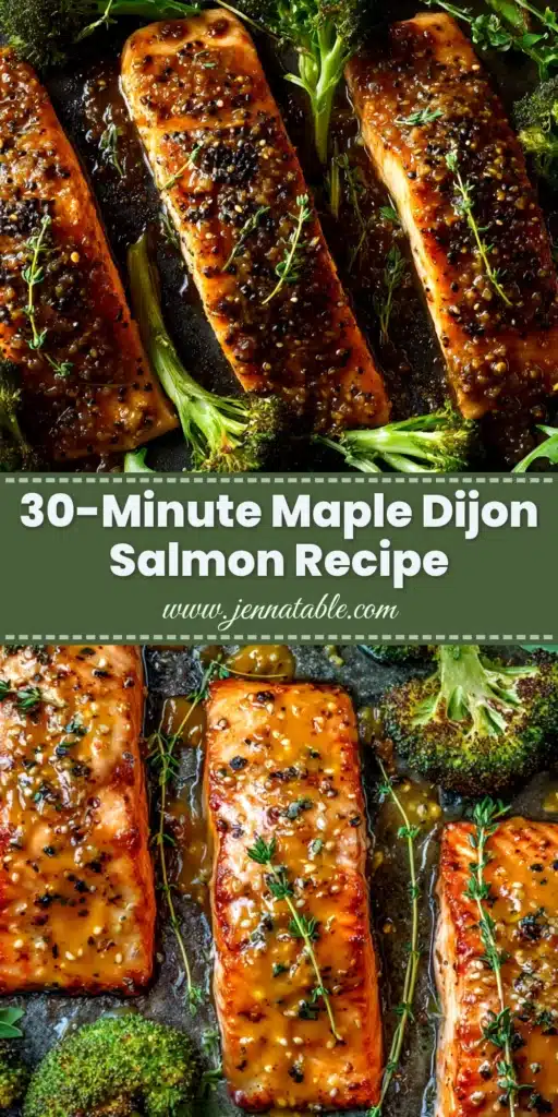 Maple Dijon Salmon: The Perfect 20-Minute Weeknight Dinner 3 An overhead shot of a perfectly baked maple dijon salmon fillet on a plate, garnished with fresh parsley.