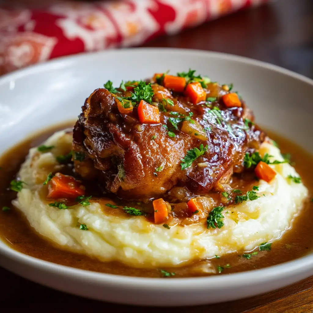 Chicken Thigh Osso Bucco: The Ultimate Comfort Food Recipe 1 A step-by-step image showing sautéed mirepoix (onions, carrots, celery) in a Dutch oven, forming the flavor base for the Osso Bucco sauce.